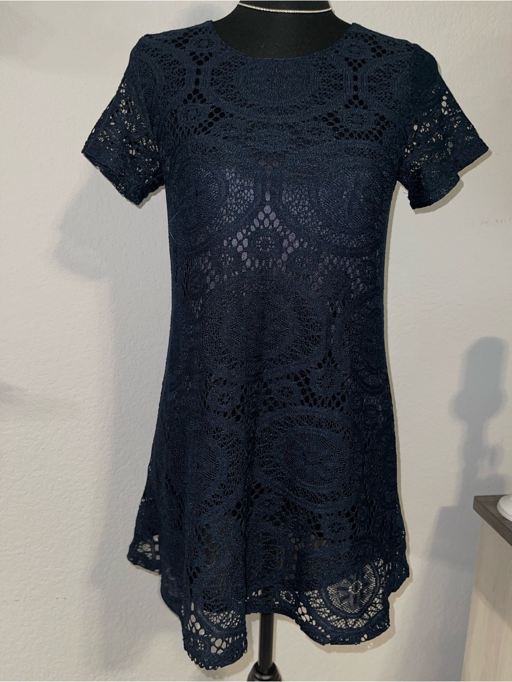 Women's Navy Lace Mini Dress